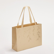 Sac luxe kraft et dorure Feuille d'or poignées ruban 24x8x18cm - par 12