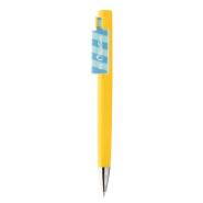 Stylo à bille en plastique - clip sur mesure - encre bleue - marquage UV LED - couleur jaune