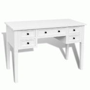 VidaXL Bureau blanc à 5 tiroirs Modèle Atlas Smart - Bois massif 241533