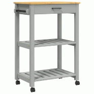 VidaXL Chariot de cuisine MONZA 60x40x88,5 cm bois massif de pin - gris Bois massif 376092