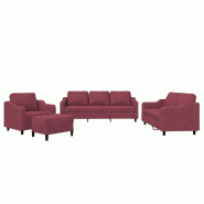 VidaXL Ensemble de canapés 4 pcs avec coussins Rouge bordeaux Tissu Modèle Helios Confort - 3201784