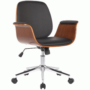 CLP Fauteuil de bureau Kemberg en similicuir avec coque d'assise en bois Noyer / Noir - marron Bois manufacturé 316796 CLP Fauteuil de bureau Kemberg en similicuir avec coque d'assise en bois Noyer / Noir - marron Bois manufacturé 316796