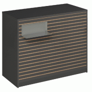 Comptoir Vertigo H T03nat. Spl.Gauche L120cm 2tabl.Couliss.4tab.Amovib.Anthra