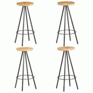Décoshop26 - Lot de 4 tabourets de bar chaises hautes en bois de manguier et fer DEC029908 - 3000257624865 Décoshop26 - Lot de 4 tabourets de bar chaises hautes en bois de manguier et fer DEC029908 - 3000257624865