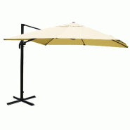 Décoshop26 - Parasol déporté avec manivelle 3,5 x 3,5 m Ø 4,95 m aluminium et polyester crème sans socle 04_0011233 - beige aluminium 3000268471830