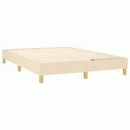 Décoshop26 - Sommier à lattes sur pieds cadre de lit 140x190 cm tissu crème TDL0207266 - beige 3001179188008