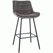 Décoshop26 Tabouret de bar x1 avec repose-pieds revêtement en velours gris piètement à quatre pieds en métal noir 10_0005463 - gris 3000252659145 Décoshop26 Tabouret de bar x1 avec repose-pieds revêtement en velours gris piètement à quatre pieds en métal noir 10_0005463 - gris 3000252659145