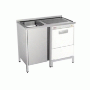 Distform Plonge inox 1 bac sur meuble fermé et passage lave-verres P 500 mm-bac à gauche longueur 1000 mm - QBPLD510 Distform Plonge inox 1 bac sur meuble fermé et passage lave-verres P 500 mm-bac à gauche longueur 1000 mm - QBPLD510