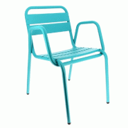 Fauteuil d'extérieur empilable Avignon en aluminium finition bleu agata par 4