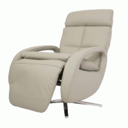 Mendler Fauteuil relax HWC-L11, Fauteuil TV design Fauteuil de relaxation, fonction chaise longue pivotante, cuir pleine fleur ~ gris - gris cuir 9840