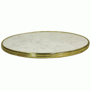 Plateau cerclage laiton Topalit Ø blanc marbré - BLANC Plateau cerclage laiton Topalit Ø blanc marbré - BLANC
