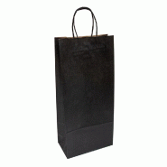 Sac 2 bouteilles poignées torsadées kraft noir 18+10x39cm - par 250