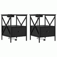 VidaXL Cabinet de chevet 2 pcs Chêne noir 41,5 x 40,5 x 55 cm – Modèle Céleste - 859551