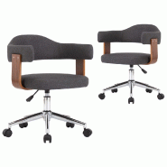 VidaXL Chaises pivotantes à manger lot de 2 gris bois courbé et tissu Modèle Tradition Design - 3054902