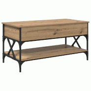 VidaXL Table basse Chêne artisanal 100 x 50 x 50 cm Bois d'ingénierie Modèle Helios Extensible - 883042