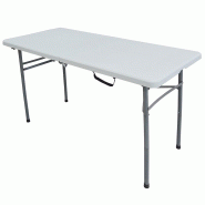 WellHome - Table multifonctionnelle 122 x 61 x 74 cm avec plateau rigide, pieds pliables et poignée pour un transport facile - bleu plastique polypro
