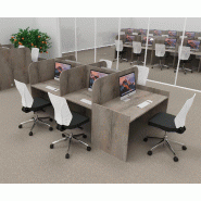 Bureau de call center version double 5 personnes avec poste pour superviseur. - 5 places, Chêne grisé