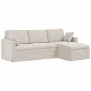 Canapé Crème 198 x 134 x 80 cm Velours Modèle Atlas Office Advance - 8721364377752