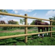 Clôture bois stallion pour chevaux - horse stop - 3 demi-lices, 1m80 - ref. Bs14250-3