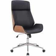 CLP Fauteuil de bureau Varel en similicuir avec coque de siège en bois Nature / Noir - beige polyester 314573 CLP Fauteuil de bureau Varel en similicuir avec coque de siège en bois Nature / Noir - beige polyester 314573