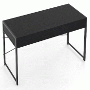 COSTWAY Bureau pour PC avec 2 Tiroirs, Petit pour Bureau, 112x48x76 cm, Noir - noir Bois manufacturé ON32154PW