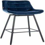 Décoshop26 - Tabouret de bar pivotant x1 avec repose-pieds revêtement en velours bleu piètement à quatre pieds en métal noir 10_0005473 - bleu m�