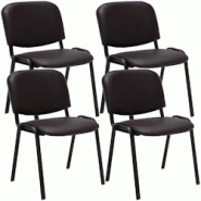 Décoshop26 - Lot de 4 chaises visiteur empilable zone d'attente en PVC marron piètement à 4 pieds en métal noir 10_0003183 - marron 3000251442892 Décoshop26 - Lot de 4 chaises visiteur empilable zone d'attente en PVC marron piètement à 4 pieds en métal noir 10_0003183 - marron 3000251442892