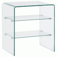 Décoshop26 - Table basse en verre trempé transparent 50 x 40 x 56 cm – Table d'appoint moderne avec 2 étagères – Design minimaliste DEC037076