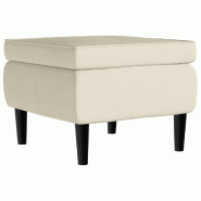Décoshop26 - Tabouret assise repose-pieds avec pieds en bois en velours crème DEC026298 - Bois massif 3000255740734