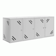 Helloshop26 - Cache-poubelle habillage abri 4 x 240 litres fentes d'aération acier inoxydable 201 argent métallisé 14_0008487 - 3000221126531 Helloshop26 - Cache-poubelle habillage abri 4 x 240 litres fentes d'aération acier inoxydable 201 argent métallisé 14_0008487 - 3000221126531