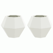 Helloshop26 - Lot de 2 jardinières rectangulaires pour extérieur 50 x 50 x 40 cm en acier blanc 02_0053121 - blanc acier 3000237770285