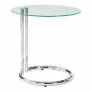 Helloshop26 - Table d'appoint verre trempé 46 x 45 cm transparent chrome 03_0010976 - verre 3000225509217
