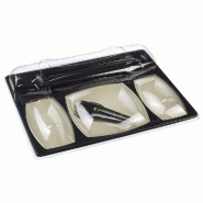 Kit plateau gala noir complet .(Fond+couv+1 assiette et 2 raviers) par 15
