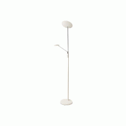 Lampadaire LED blanc et chrome poli, double émission 28 W + 5 W, 3000 K, dimmable, design moderne, hauteur 183 cm - Perenz - blanc 6448 B