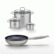 Lot Poêle 28cm & 3 Faitouts Elo Profi Therm Platinum - gris inox 3176239951936