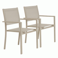 Oviala Business Lot de 2 fauteuils de jardin aluminium et textilène crème - beige 115189