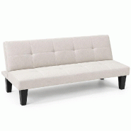 RATTATAN Canapé-lit 3 places en tissu avec dossier réglable en 3 positions, pieds en polypropylène, pour salon, salle d’attente et hôtel – Sma