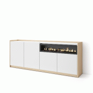 SKRAUT HOME Buffet salon et cuisine, 207x80x37 cm, 4 Portes, Cheminée électrique, Blanc et Chêne Soft - blanc Bois manufacturé 705_15