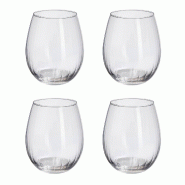 WellHome - Lot de 4 verres en verre de 420 ml avec motif rayé Ø6x10,5 cm - transparent verre WH16784 WellHome - Lot de 4 verres en verre de 420 ml avec motif rayé Ø6x10,5 cm - transparent verre WH16784