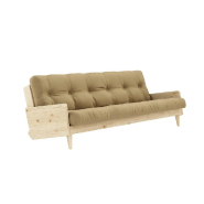 CANAPÉ 3 PLACES CONVERTIBLE INDIE STYLE SCANDINAVE FUTON BEIGE BLÉ COUCHAGE 130*190 CM.