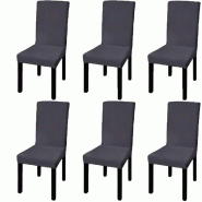Décoshop26 - Housse de chaise droite extensible 6 pcs anthracite DEC022371 - 3001298869604