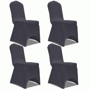 Décoshop26 - Housse de chaise extensible 4 pcs Anthracite DEC022364 - 3001299569602