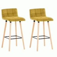 Décoshop26 - Lot de 2 tabourets de bar en velours jaune coutures décoratives pieds en bois avec repose-pieds 10_0001011 - jaune 3000713369606 Décoshop26 - Lot de 2 tabourets de bar en velours jaune coutures décoratives pieds en bois avec repose-pieds 10_0001011 - jaune 3000713369606