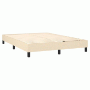 Décoshop26 - Sommier à lattes sur pieds cadre de lit 140x200 cm tissu crème TDL0207262 - beige 3001178788001