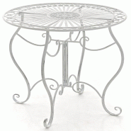 Décoshop26 - Table de jardin ronde style rustique en fer forgé blanc vieilli 10_0003044 - 3000251366167
