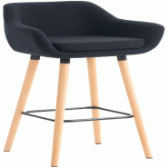 Décoshop26 - Tabouret de bar lounge x1 design scandinave assise en tissu noir pieds en bois repose-pieds en métal 10_0004926 - noir métal 300025236