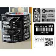 Étiquette d'identification inviolable et intransférable, matière acrylique bi-couche