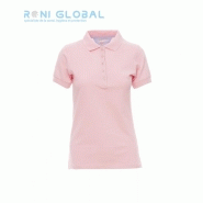 Polo de travail femme manches courtes en coton - Glamour Payper - cintré avec col en bord côtes et boutons effet perlé_0