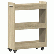 Helloshop26 - Armoire de rangement mobile avec roues 60 x 22 x 79 cm pratique pour boissons et magazines en bois d'ingénierie chêne 02_0049400 - Boi