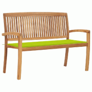 Helloshop26 - Banc de jardin meuble de patio d'extérieur terrasse empilable et coussin 128,5cm bois de teck massif 02_0011665 - vert Bois massif 3000